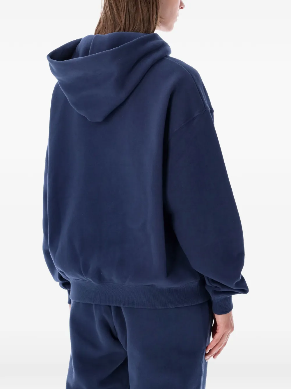 Nike logo-embroidered hoodie Blauw