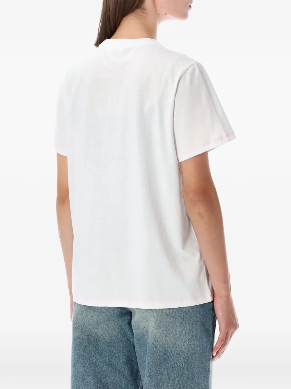 GANNI Baby-fit T-shirt met framboos Wit