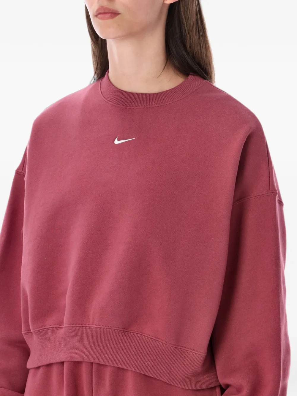 Nike studio fleece medium weight oversized cropped crew Roze
