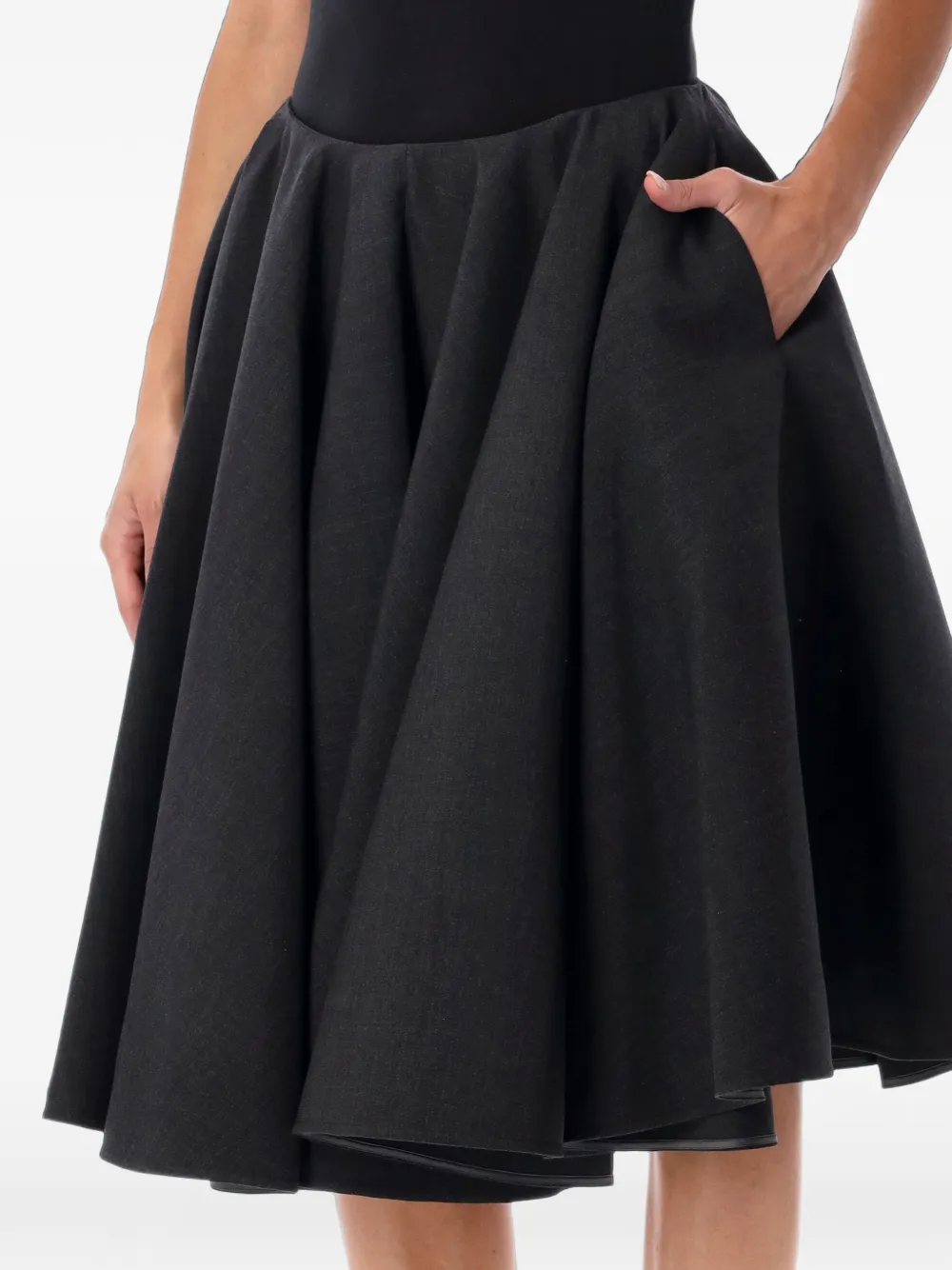 AMI Paris Wollen midi-rok met peplum-effect Zwart