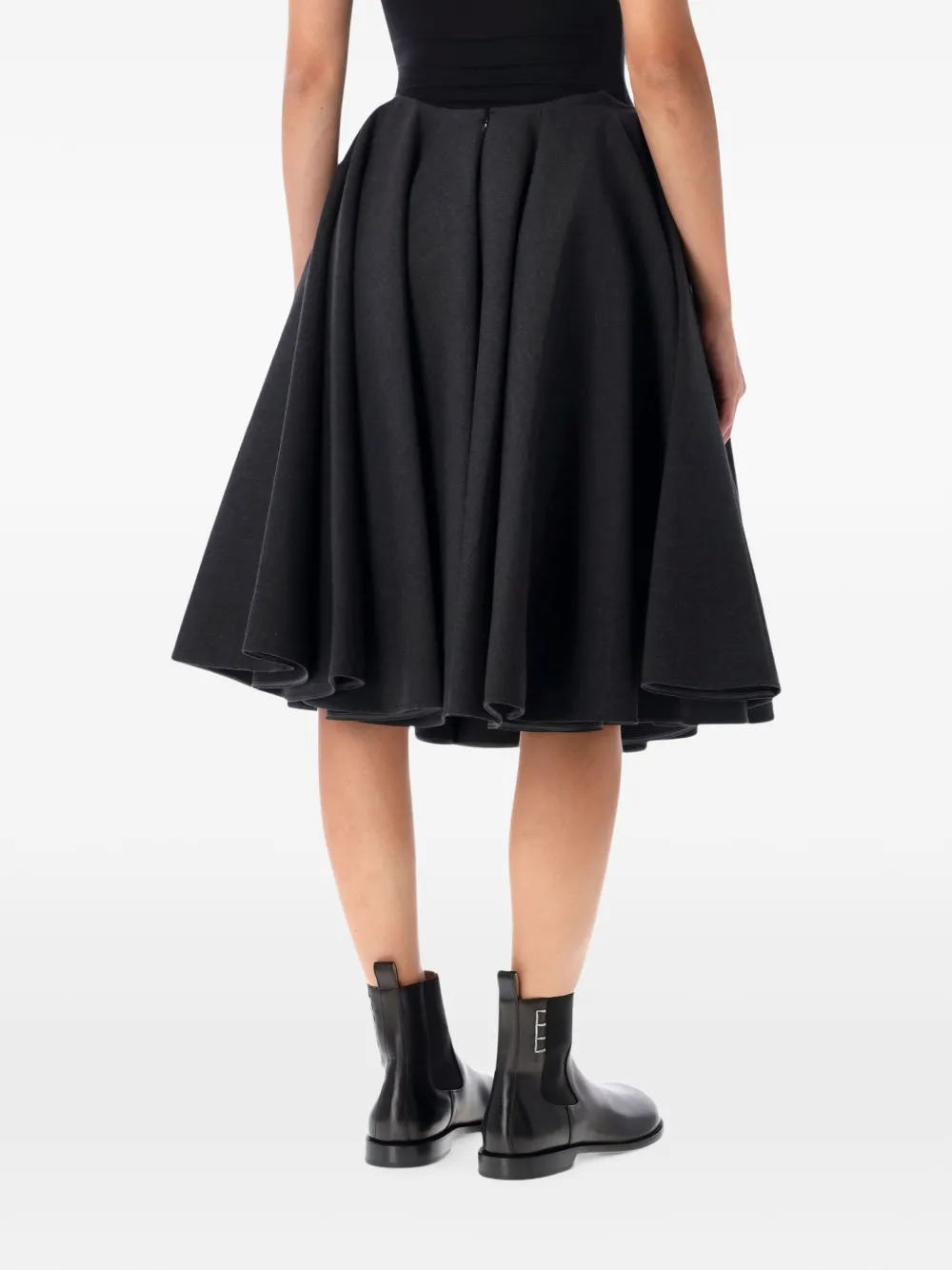 AMI Paris Wollen midi-rok met peplum-effect Zwart