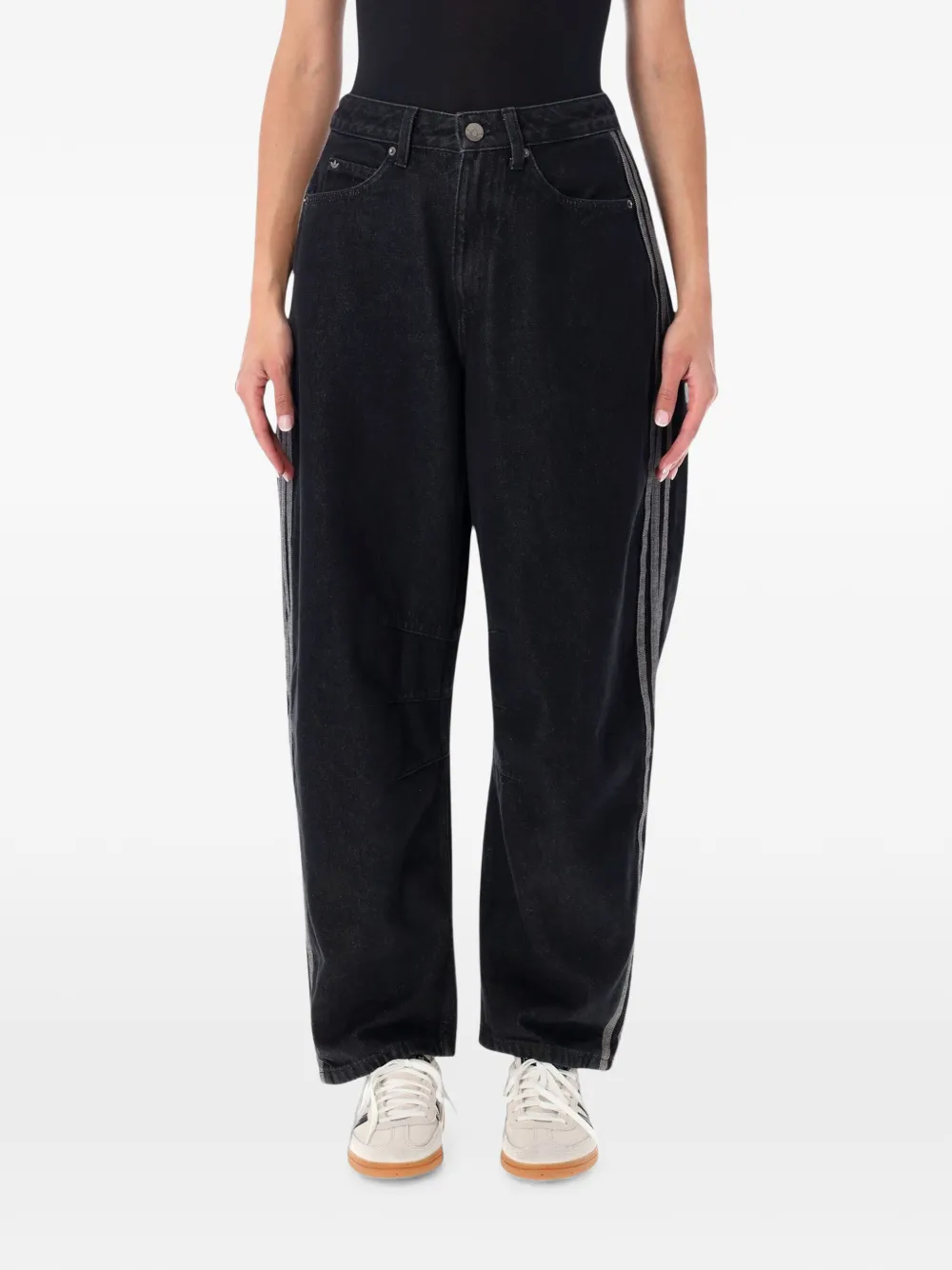 adidas side-stripe jeans - Nero