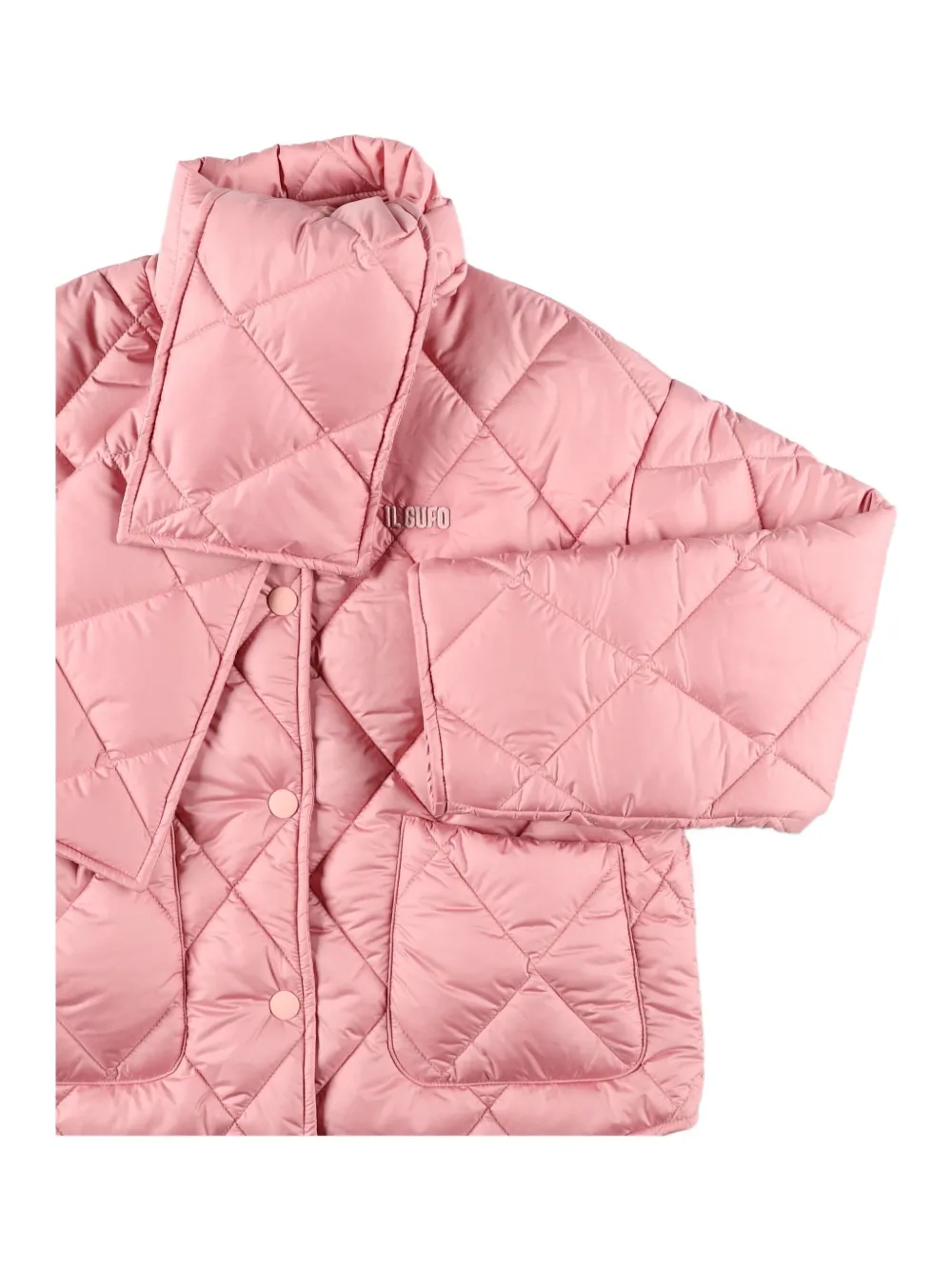 Il Gufo Gewatteerde jas met sjaaldetail Roze