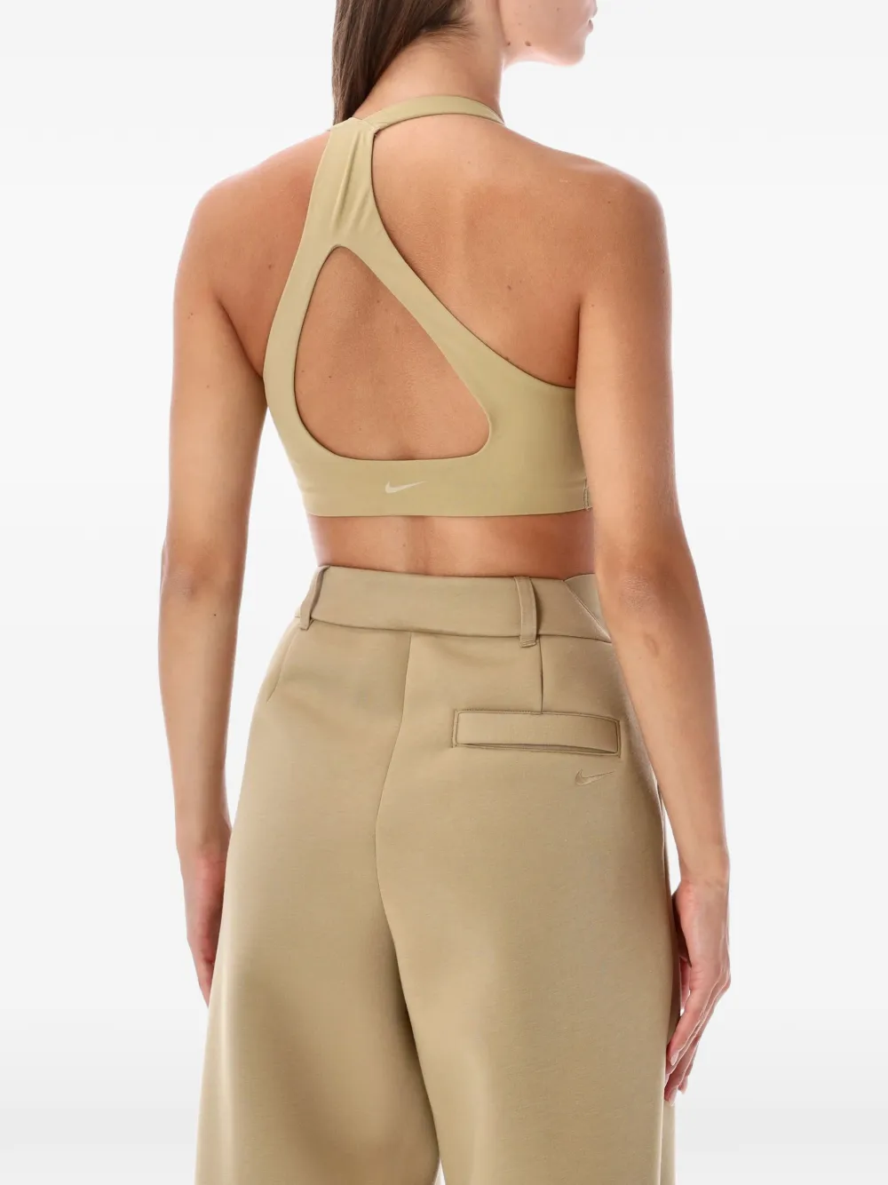 Nike Zenvy asymmetric cutout light-support sports bra Beige