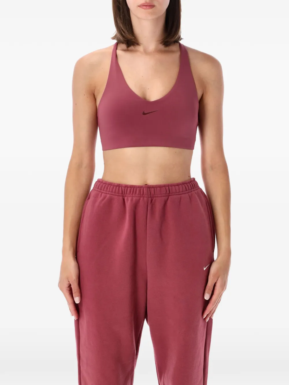 Nike Medium Studio fleece high-waist oversized broek met omgeslagen pijpen Blauw