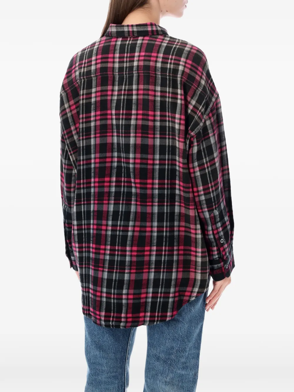 R13 Geruite blouse met verlaagde schouders Zwart