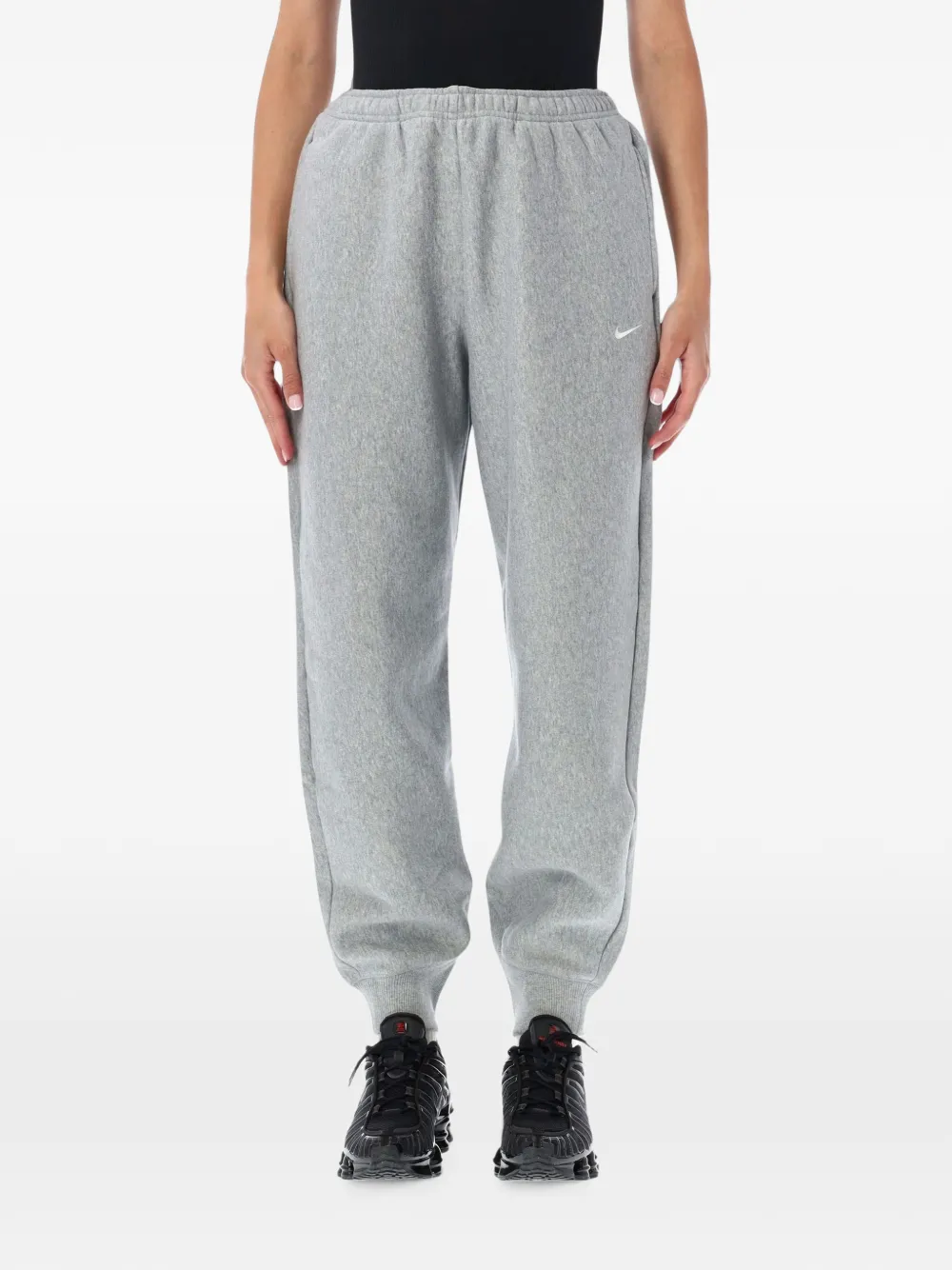 Nike logo-embroidered elasticated track pants Grijs