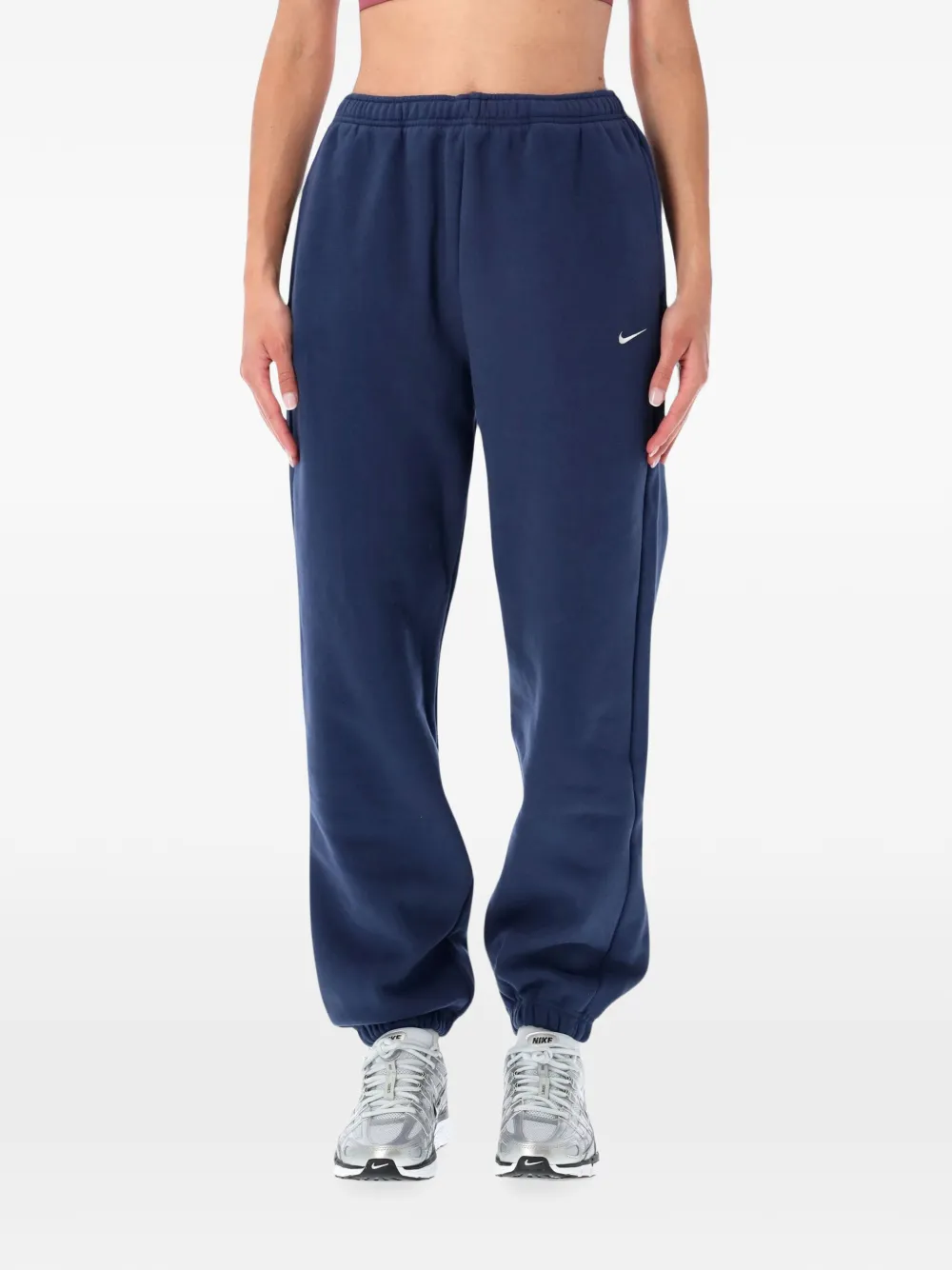 Nike Studio fleece medium weight high-rise oversized cuffed trousers Blauw