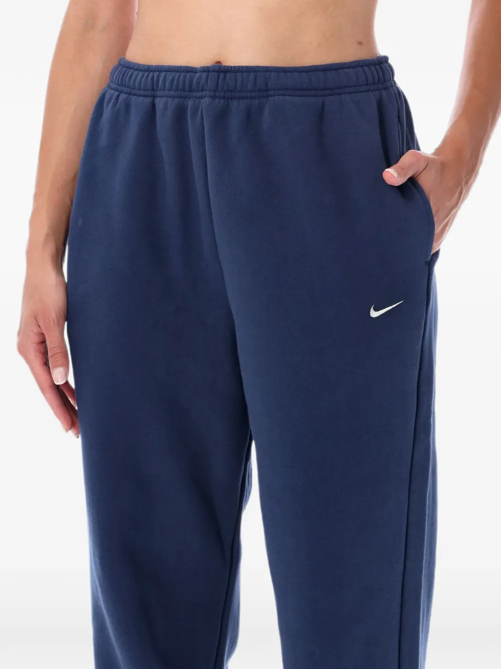 Nike Studio fleece medium weight high-rise oversized cuffed trousers Blauw