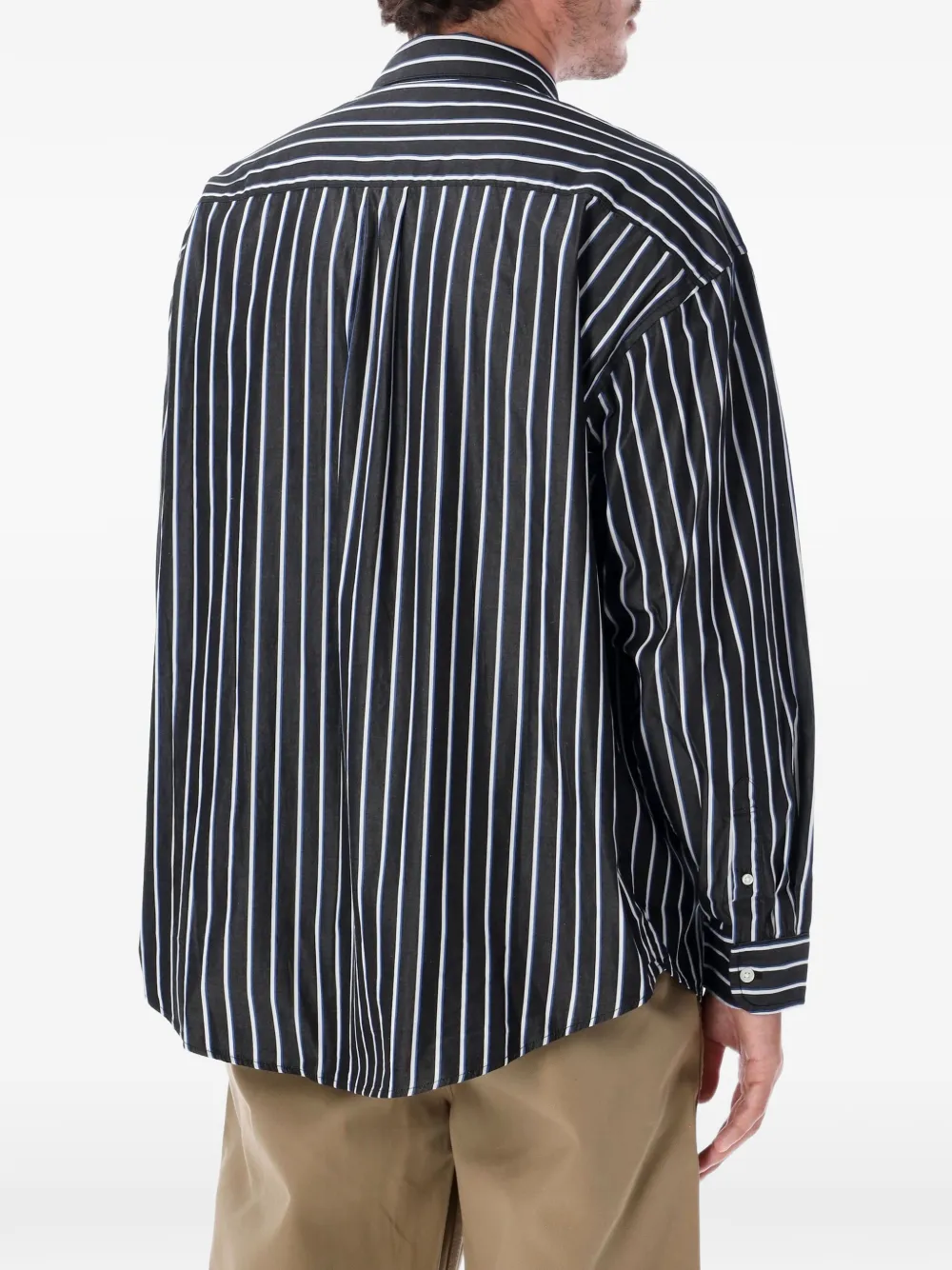 Carhartt WIP L S Gowan overhemd met verticale streep en lange mouwen Zwart