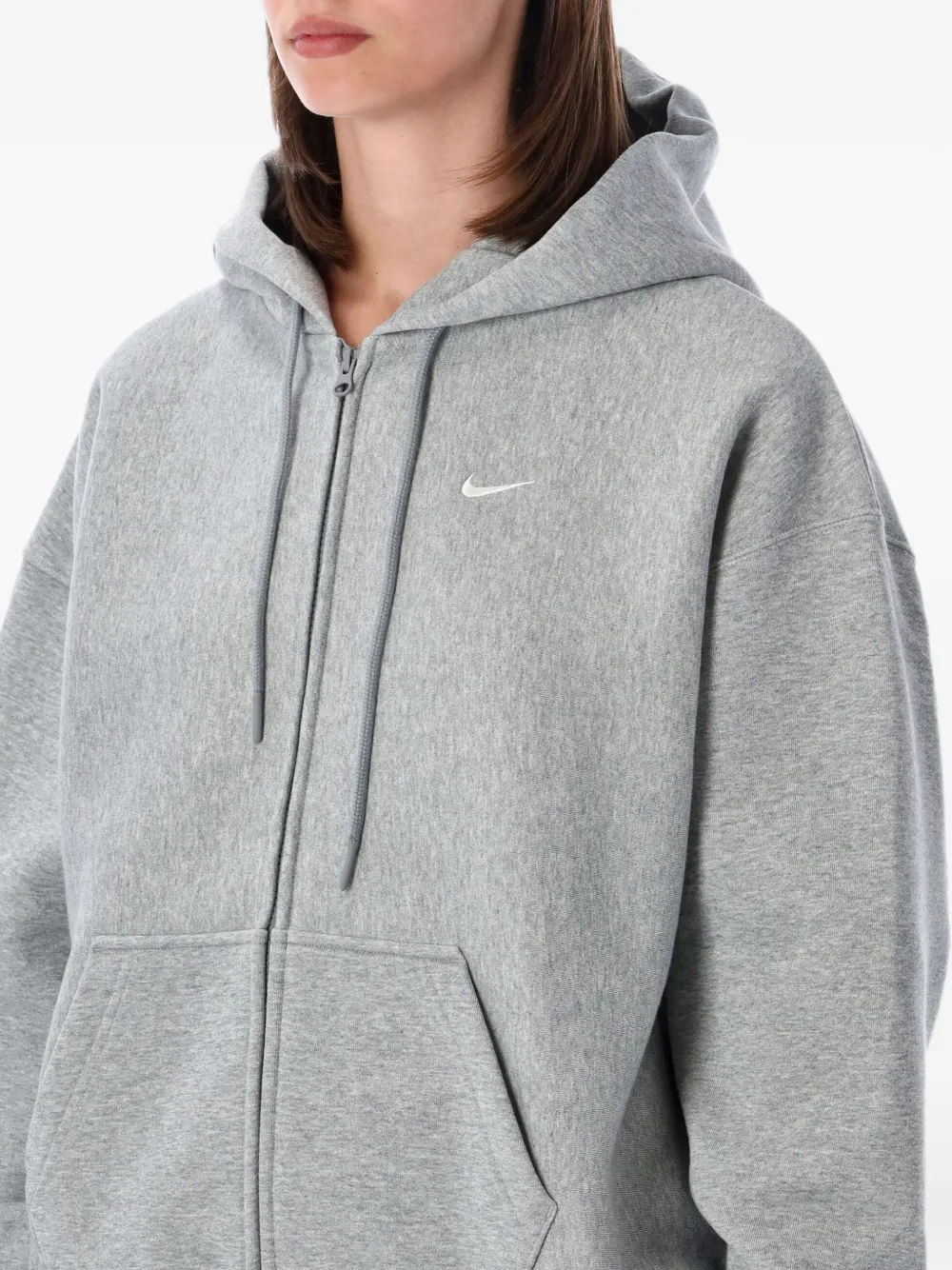 Nike Studio logo-embroidered zip-up hoodie Grijs