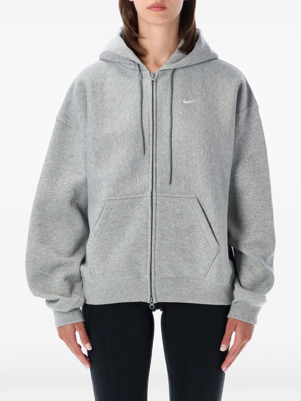 Nike Studio logo-embroidered zip-up hoodie Grijs