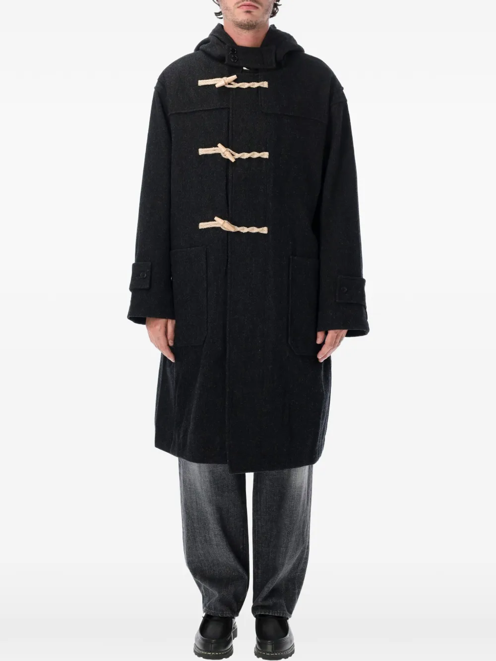 Nanamica toggle-fastening hooded duffle coat - Noir