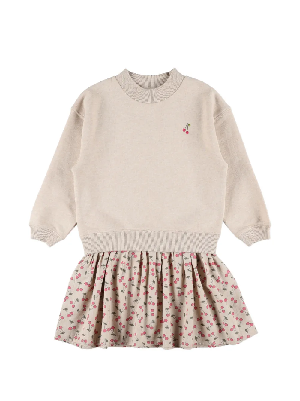 Bonpoint Mareva cherry-embroidered layered-effect dress - Nude