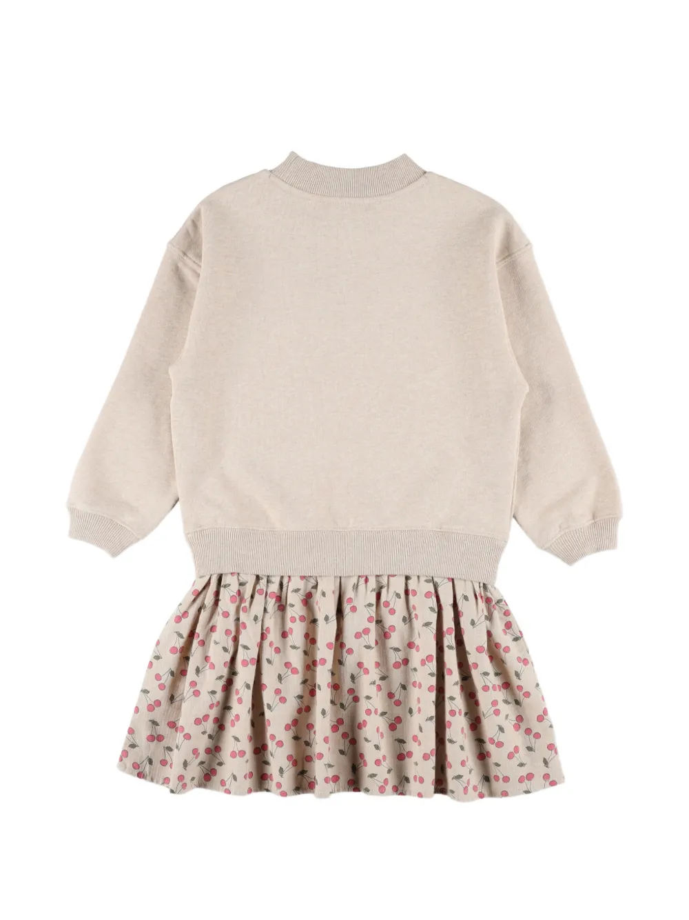 Bonpoint Mareva cherry-embroidered layered-effect dress Beige