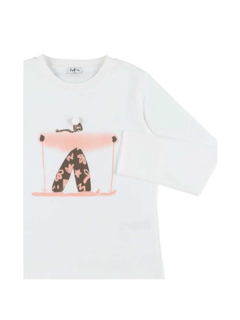 Il Gufo T-shirt met grafische print en pompon Wit