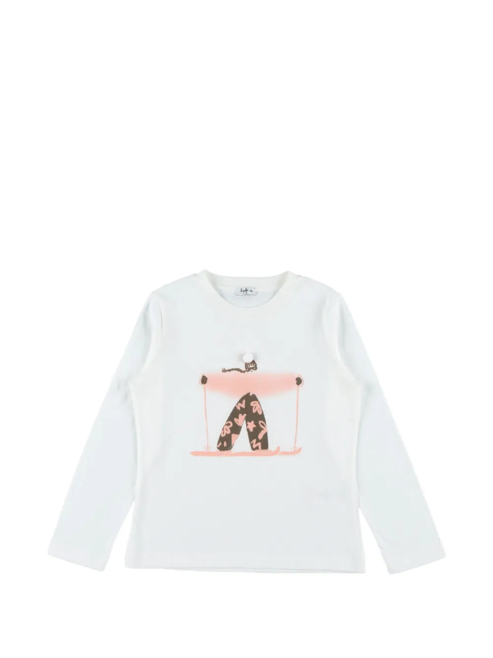 Il Gufo graphic-print pompom-detail T-shirt - Bianco