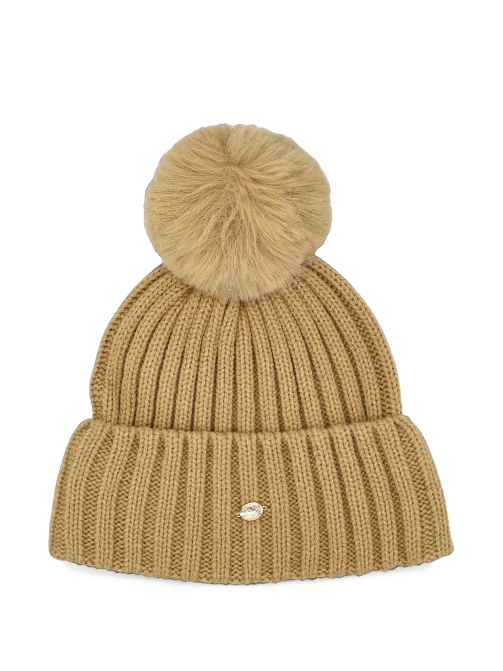 Goldbergh UNA pompom ribbed-knit beanie hat Bruin