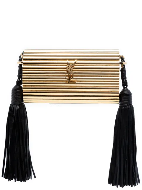 Saint Laurent Pre-Owned 2016 Ribbed Acrylic and Lambskin Fringe Monogram Opium Box Bag crossbody bag