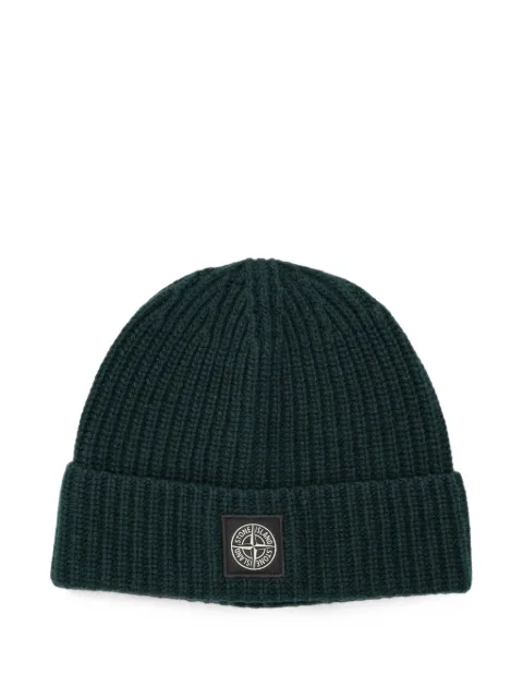 Stone Island logo-patch beanie hat