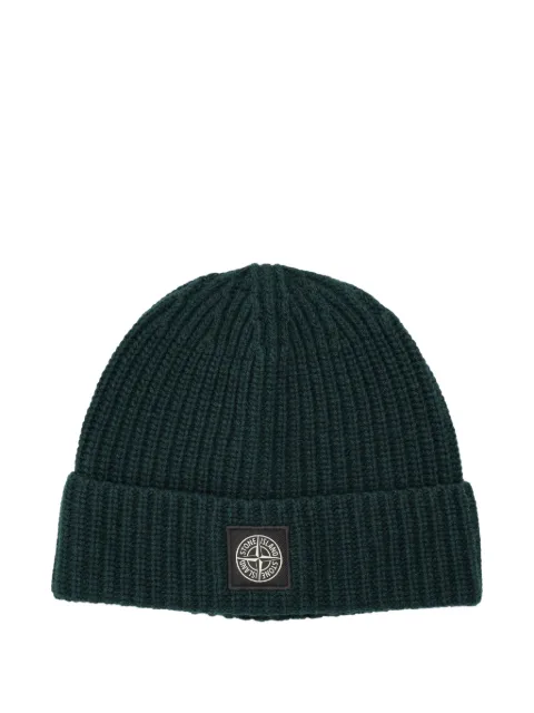 Stone Island logo-patch beanie hat