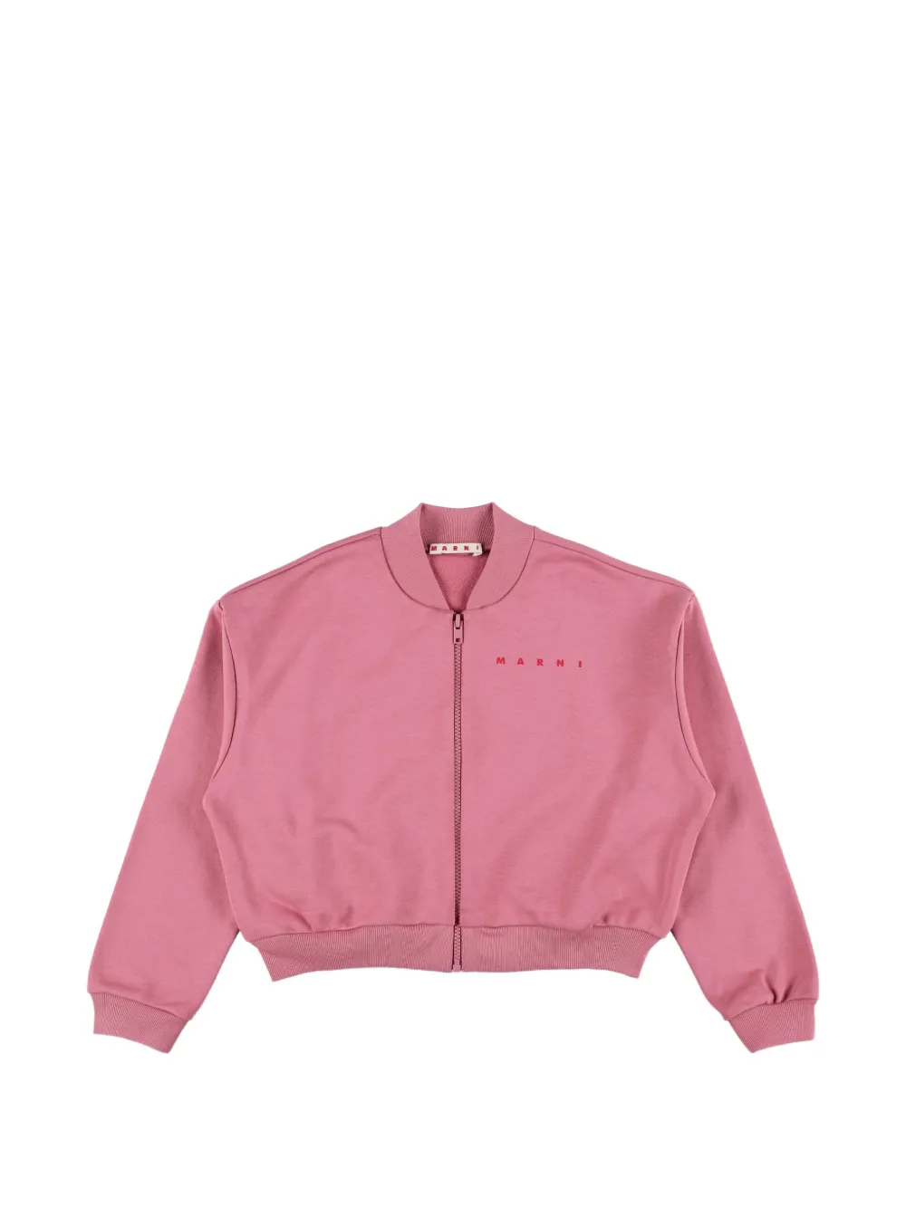Marni Kids logo-print bomber jacket - Rosa