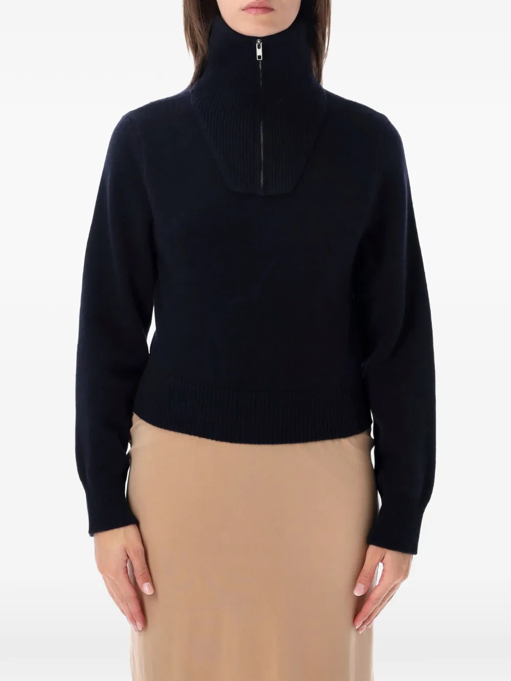 MM6 Maison Margiela half-zip cropped knit top - Blue