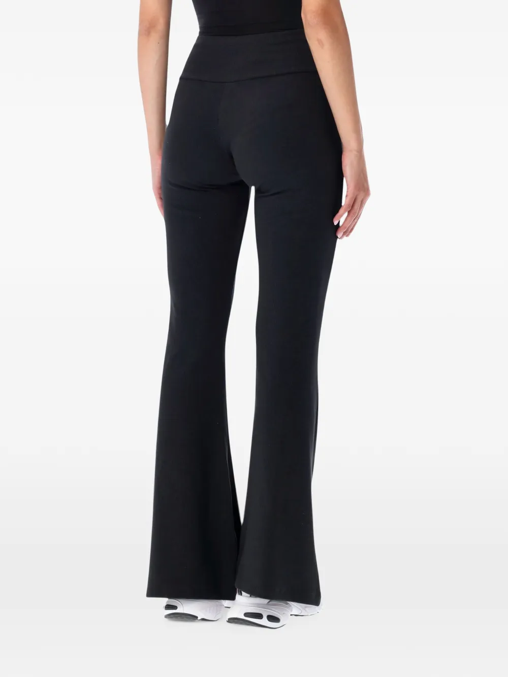 adidas logo-embroidered flared trousers Zwart