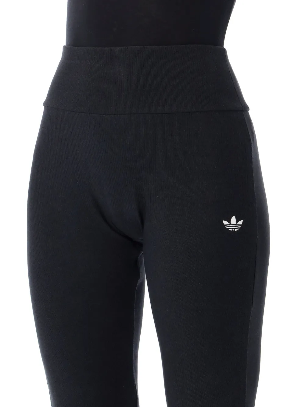 adidas logo-embroidered flared trousers Zwart
