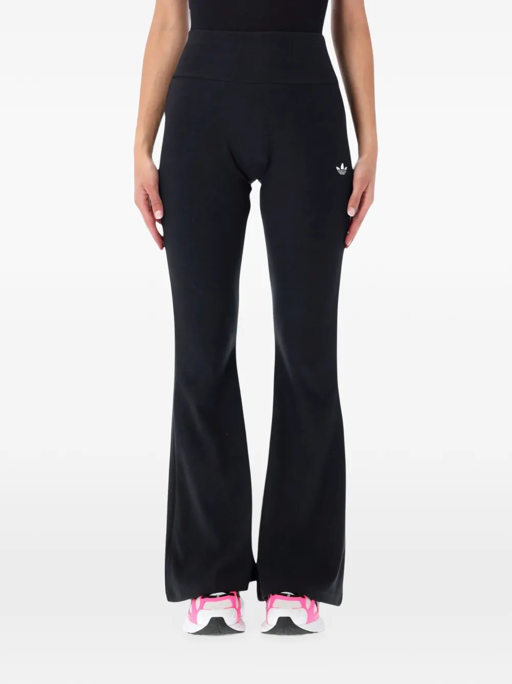 Adidas Originals Logo-embroidered Flared Trousers In Black