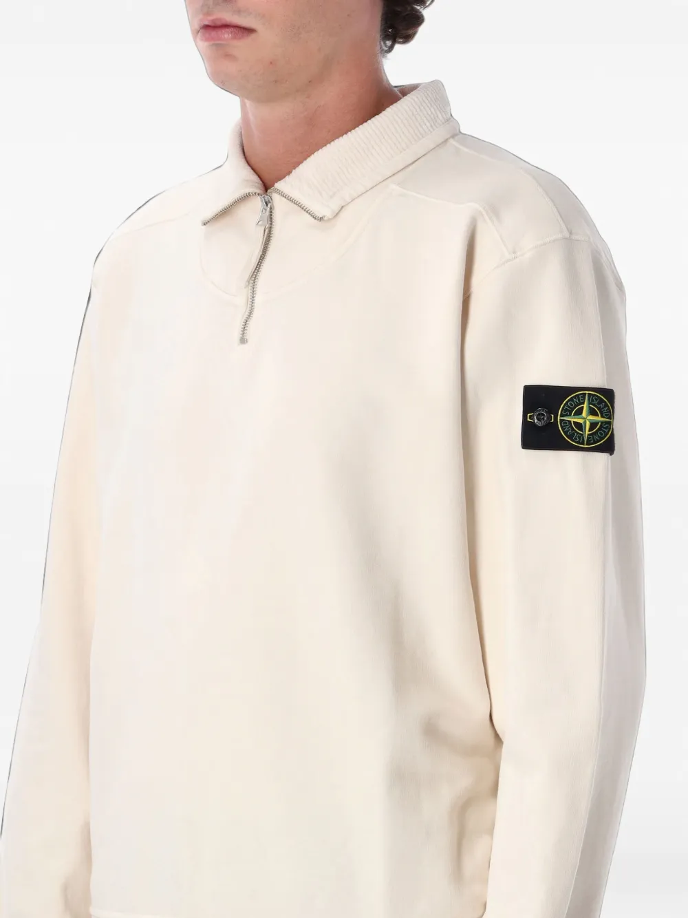 Stone Island 6100021 geborstelde sweater van biologisch katoen en fleece Beige