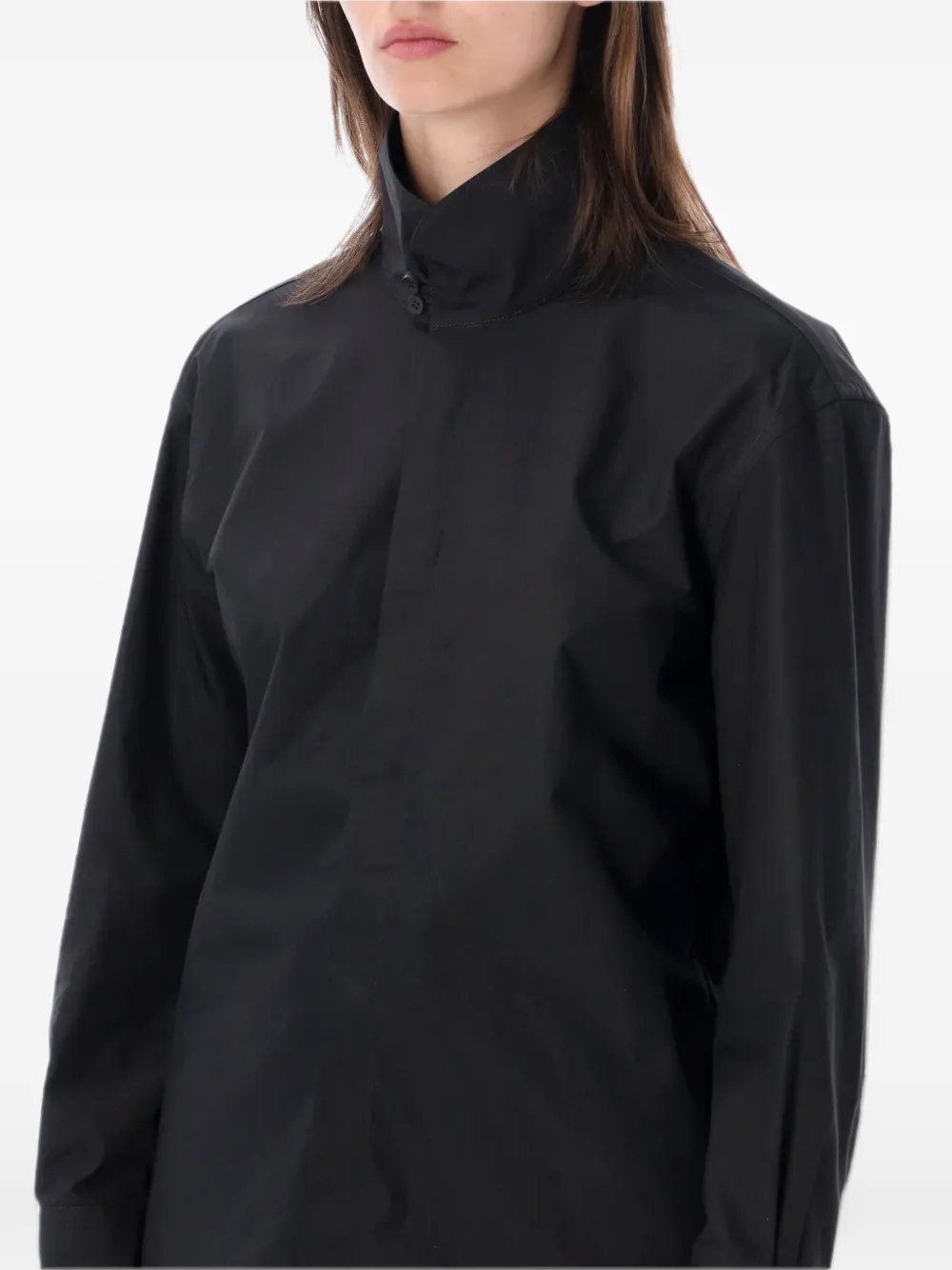THELATEST Edith high-neck long-sleeve shirt Zwart