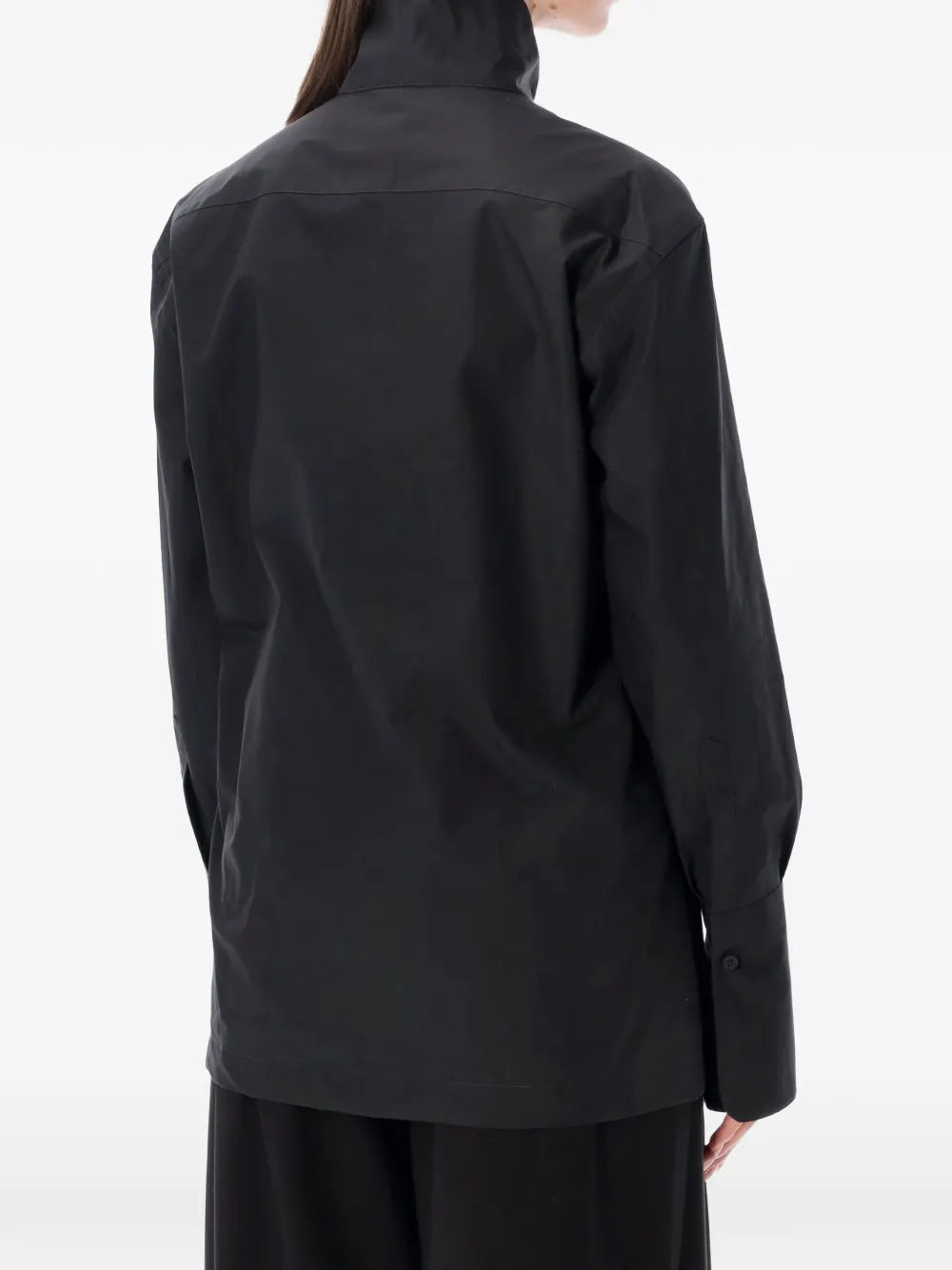 THELATEST Edith high-neck long-sleeve shirt Zwart