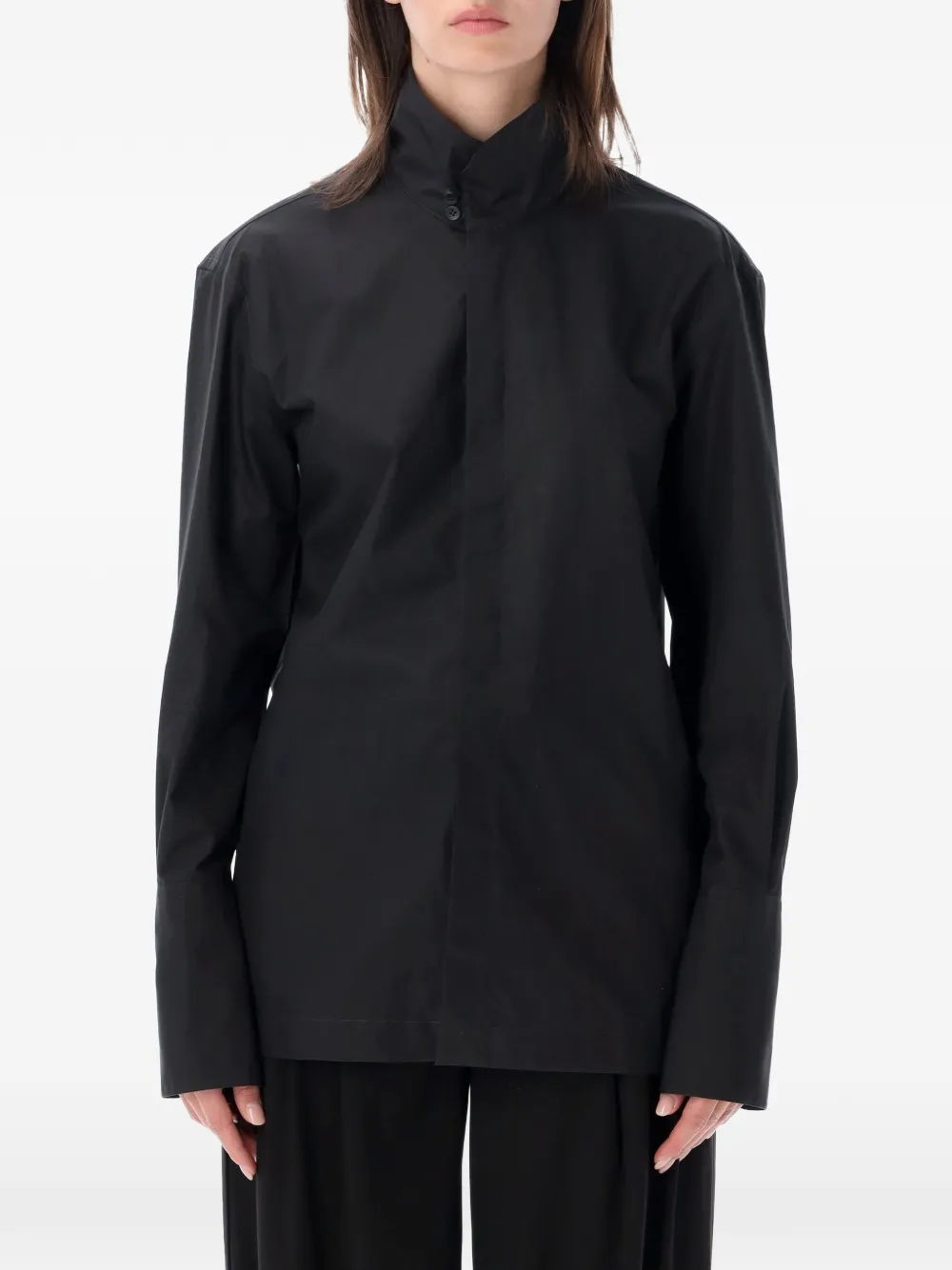 THELATEST Edith high-neck long-sleeve shirt - Black