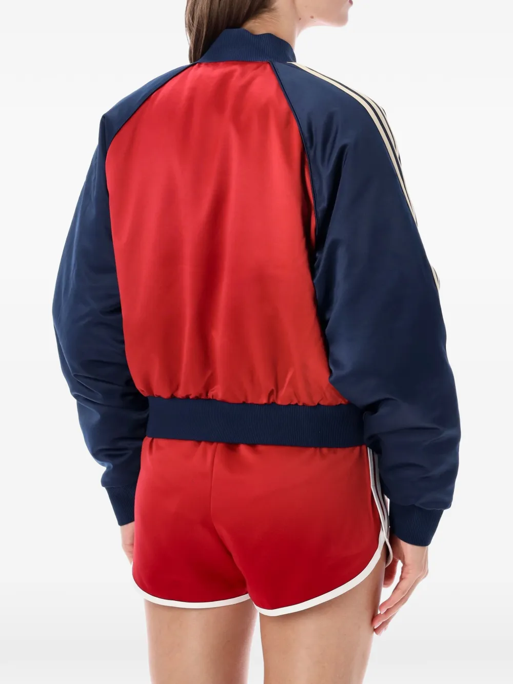 adidas satin-finish bomber jacket Rood