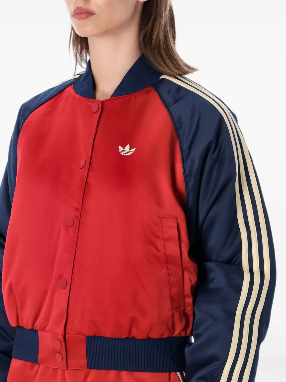 adidas satin-finish bomber jacket Rood