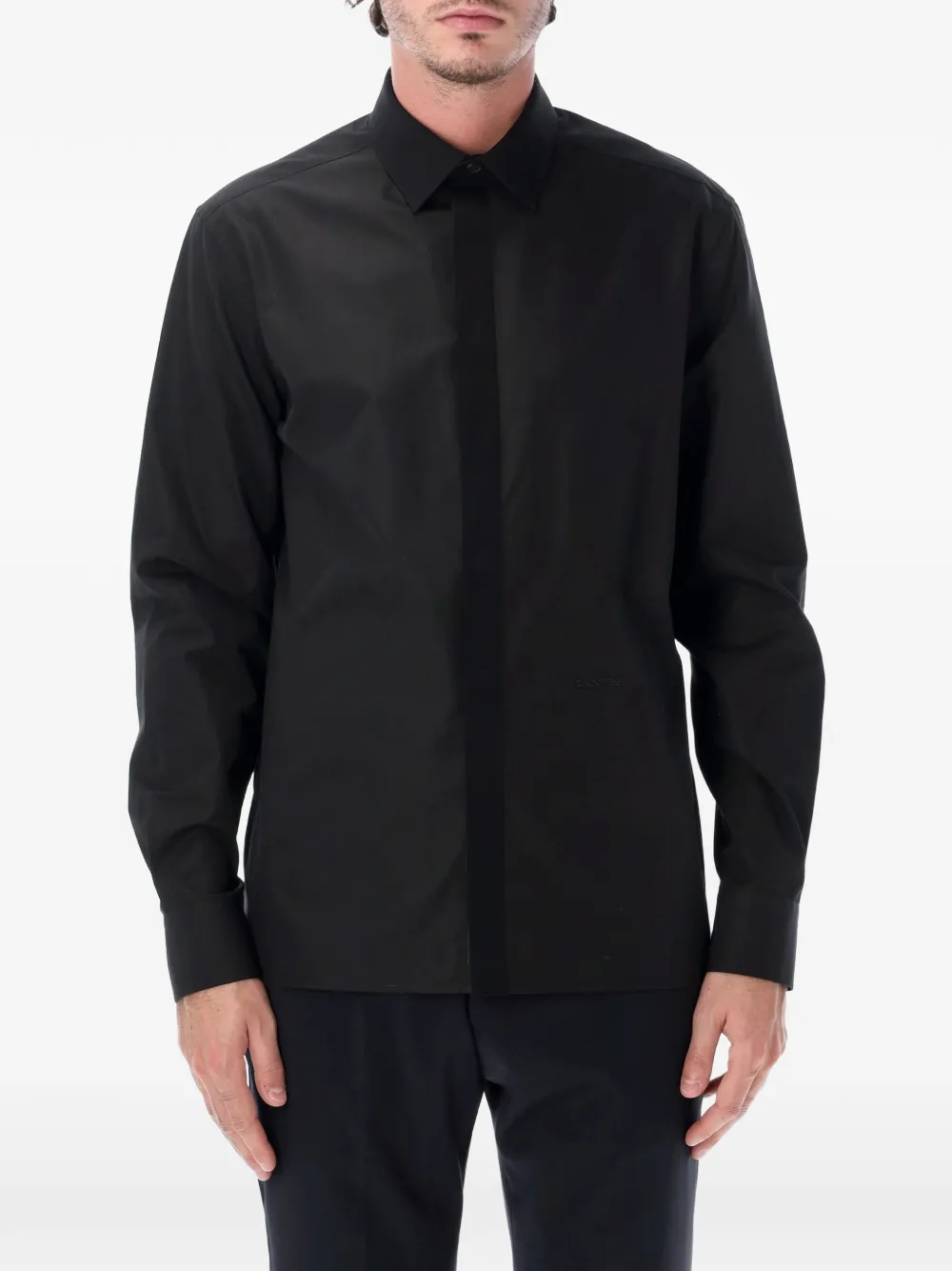 Lanvin logo-embroidered concealed-fastening shirt Zwart
