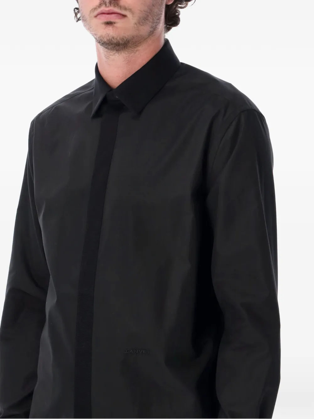 Lanvin logo-embroidered concealed-fastening shirt Zwart