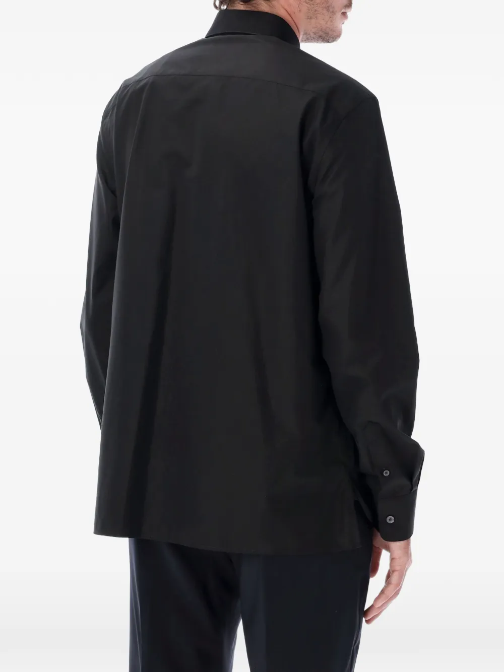 Lanvin logo-embroidered concealed-fastening shirt Zwart