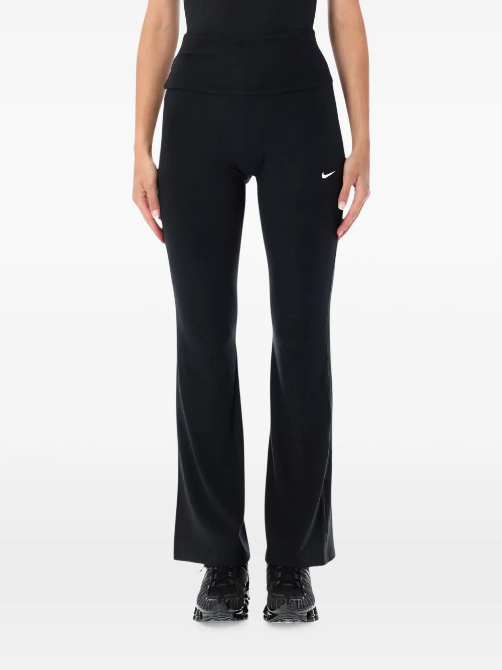 Nike ribbed logo-print trousers Zwart