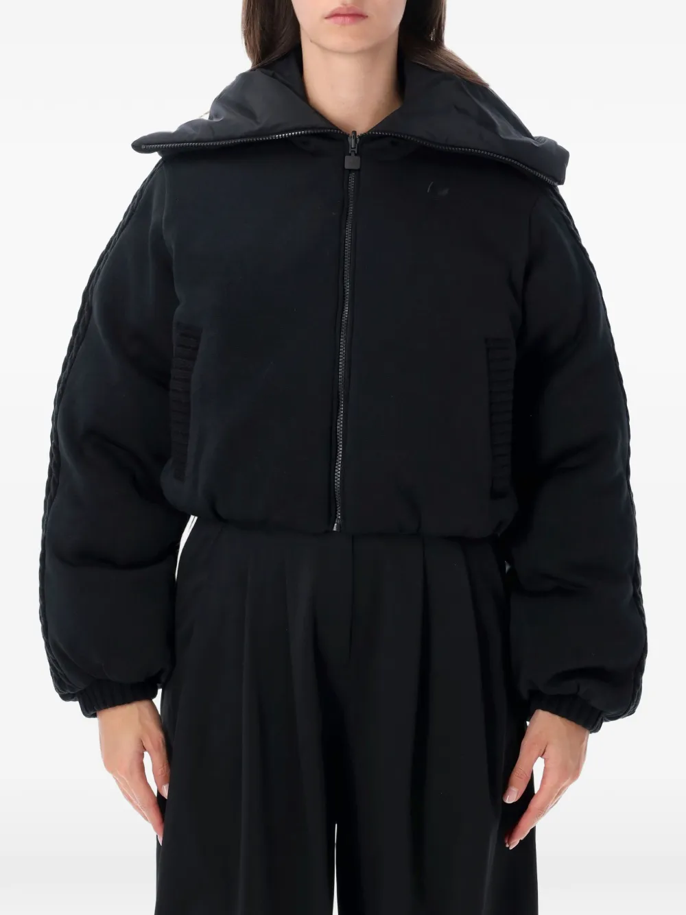 adidas knitted puffer jacket Zwart