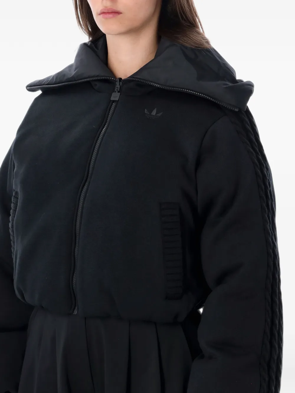 adidas knitted puffer jacket Zwart