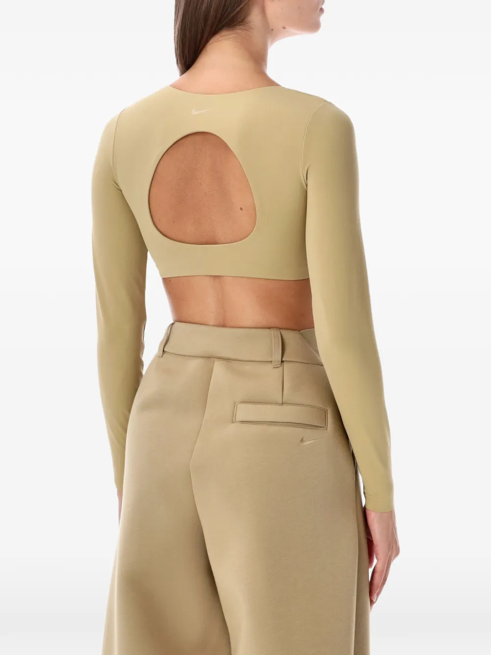 Nike cut-out cropped top Beige