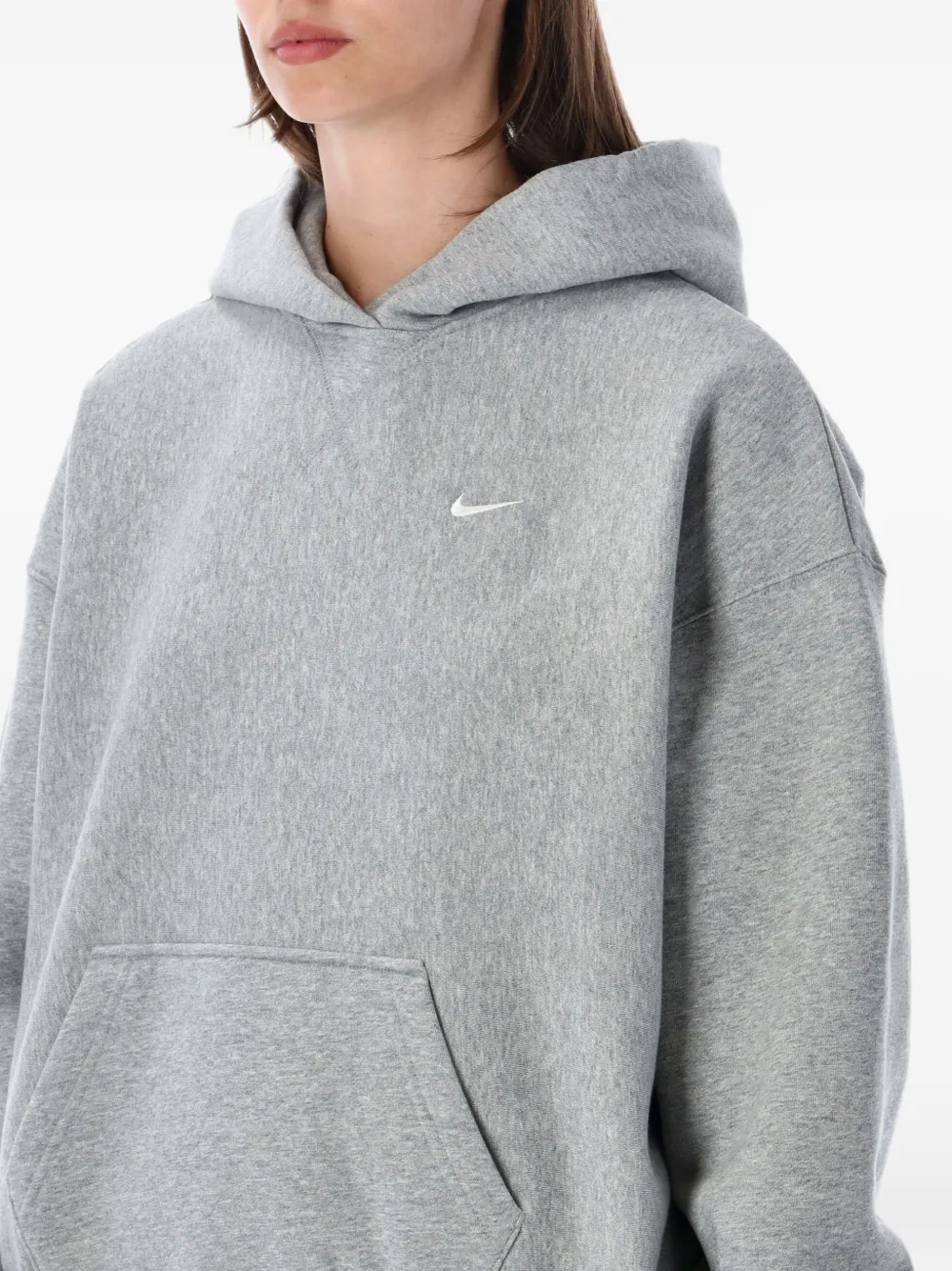 Nike Studio logo-embroidered pouch-pocket hoodie Grijs