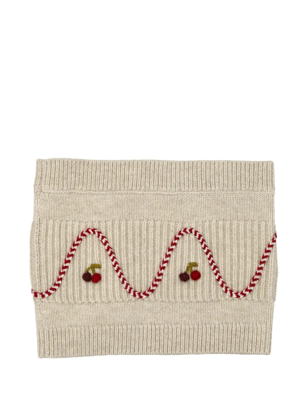 Bonpoint cherry-embroidered ribbed snood - Toni neutri