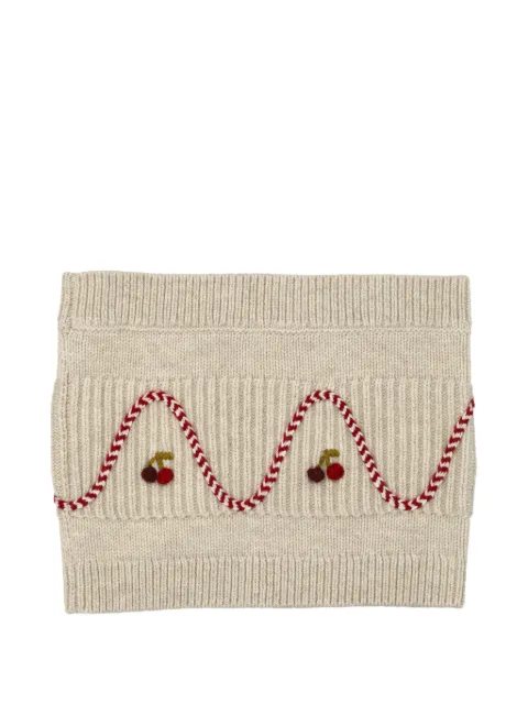Bonpoint cherry-embroidered ribbed snood