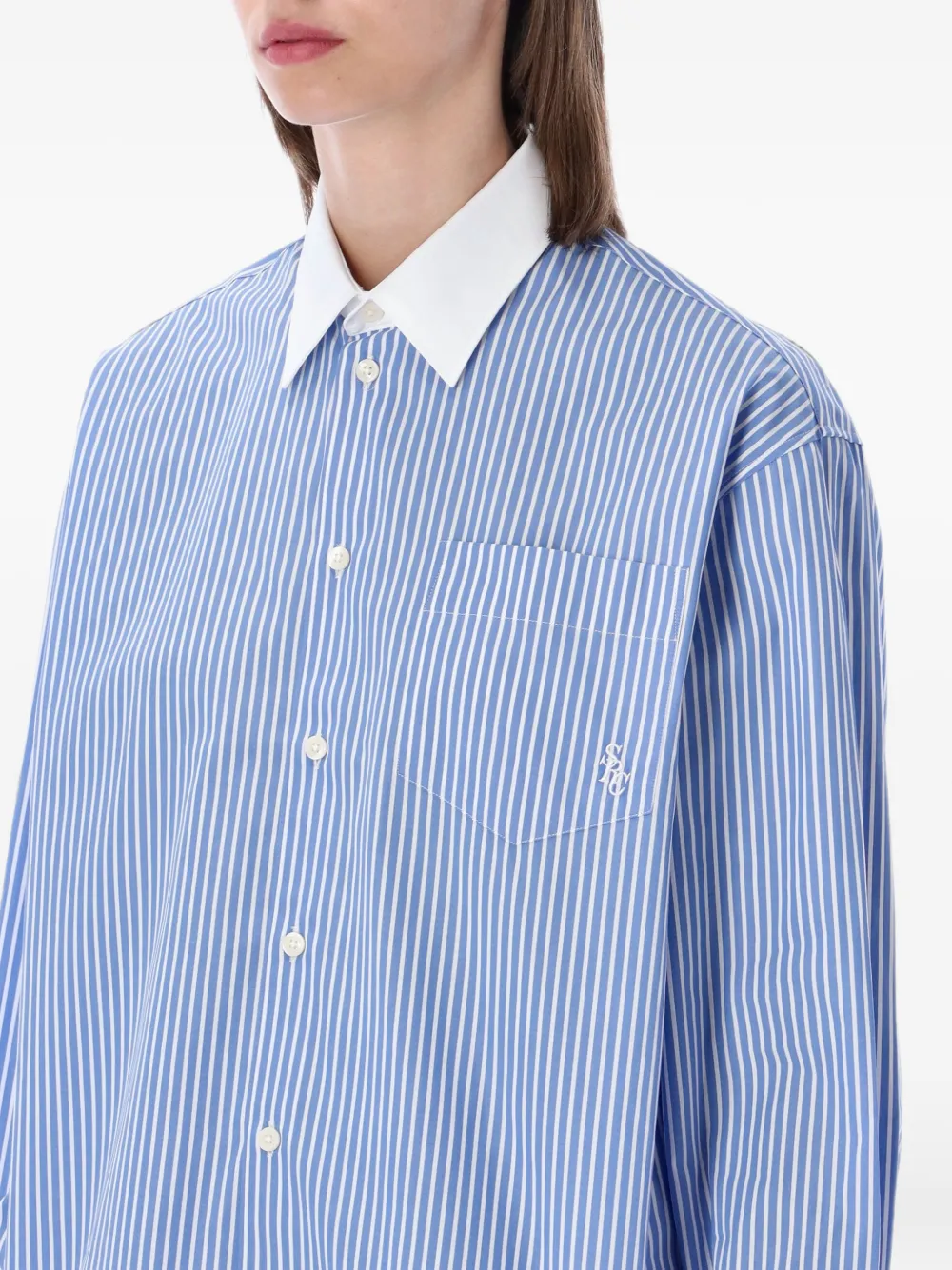 Sporty & Rich Gestreept overhemd Blauw