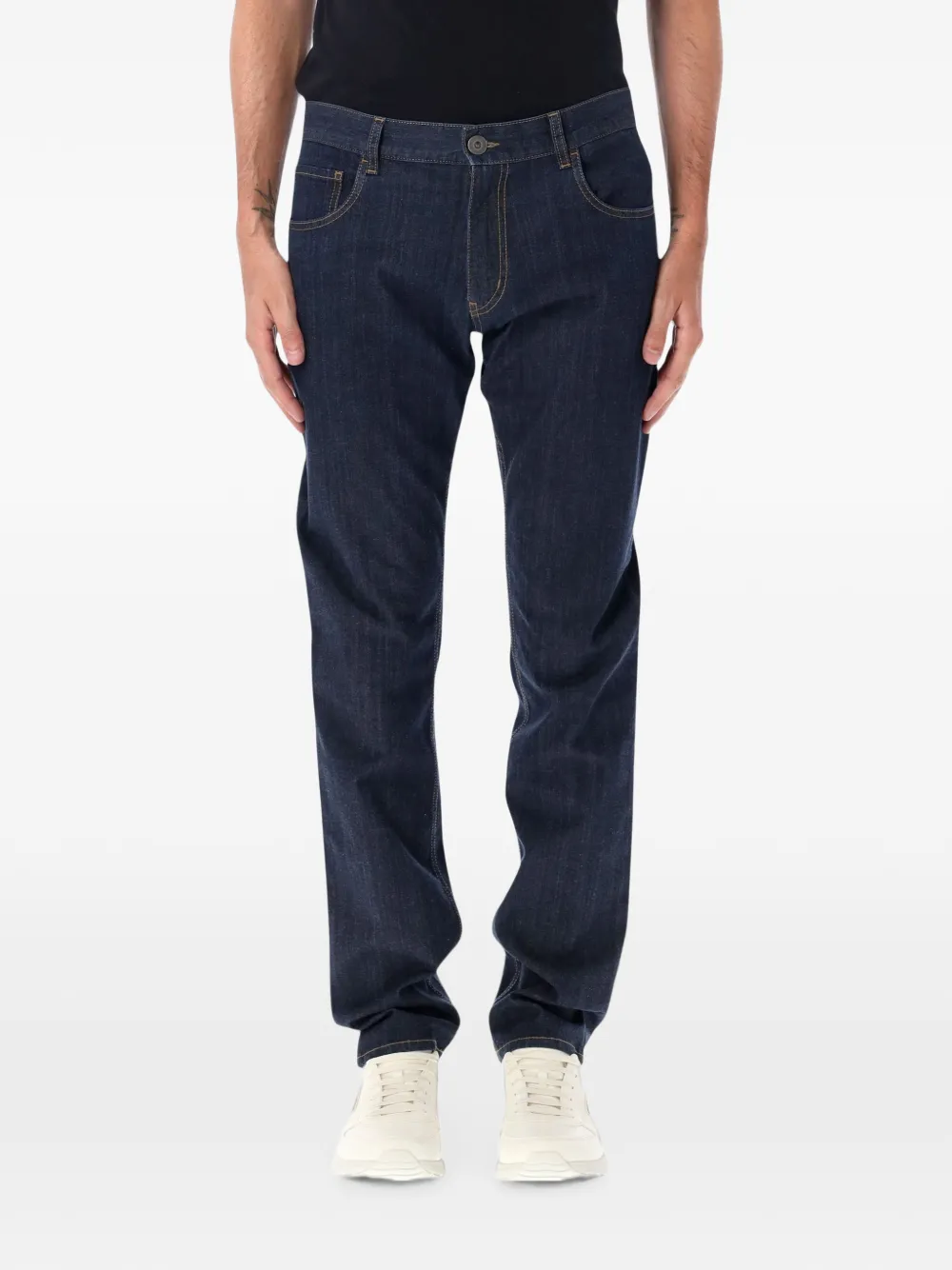 Prada logo-patch straight-leg jeans - Blu