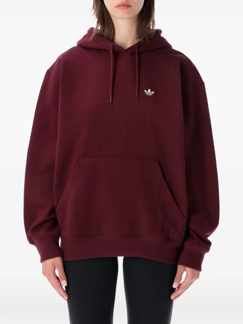 adidas logo-embroidered pouch-pocket hoodie Rood