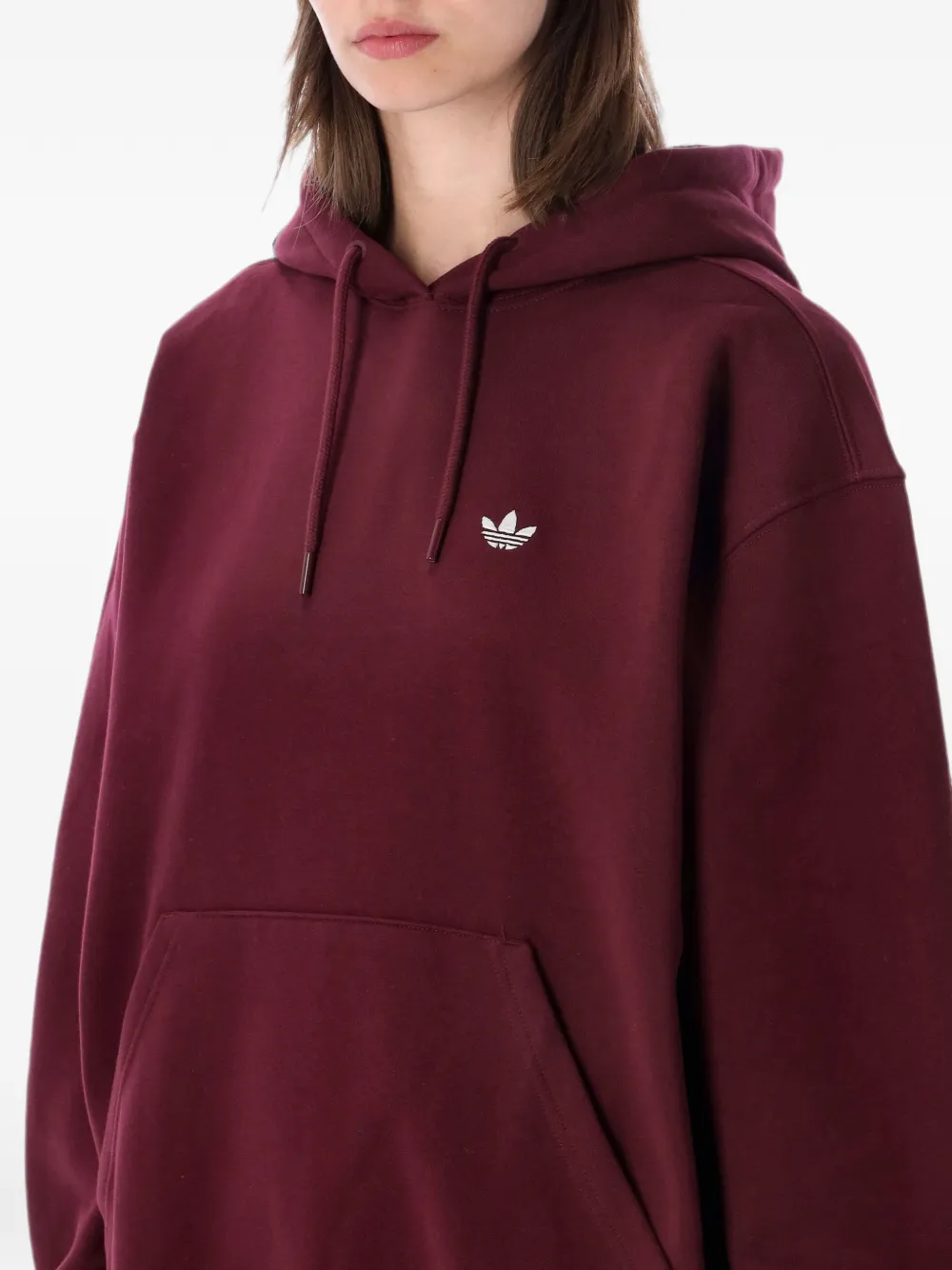 adidas logo-embroidered pouch-pocket hoodie Rood